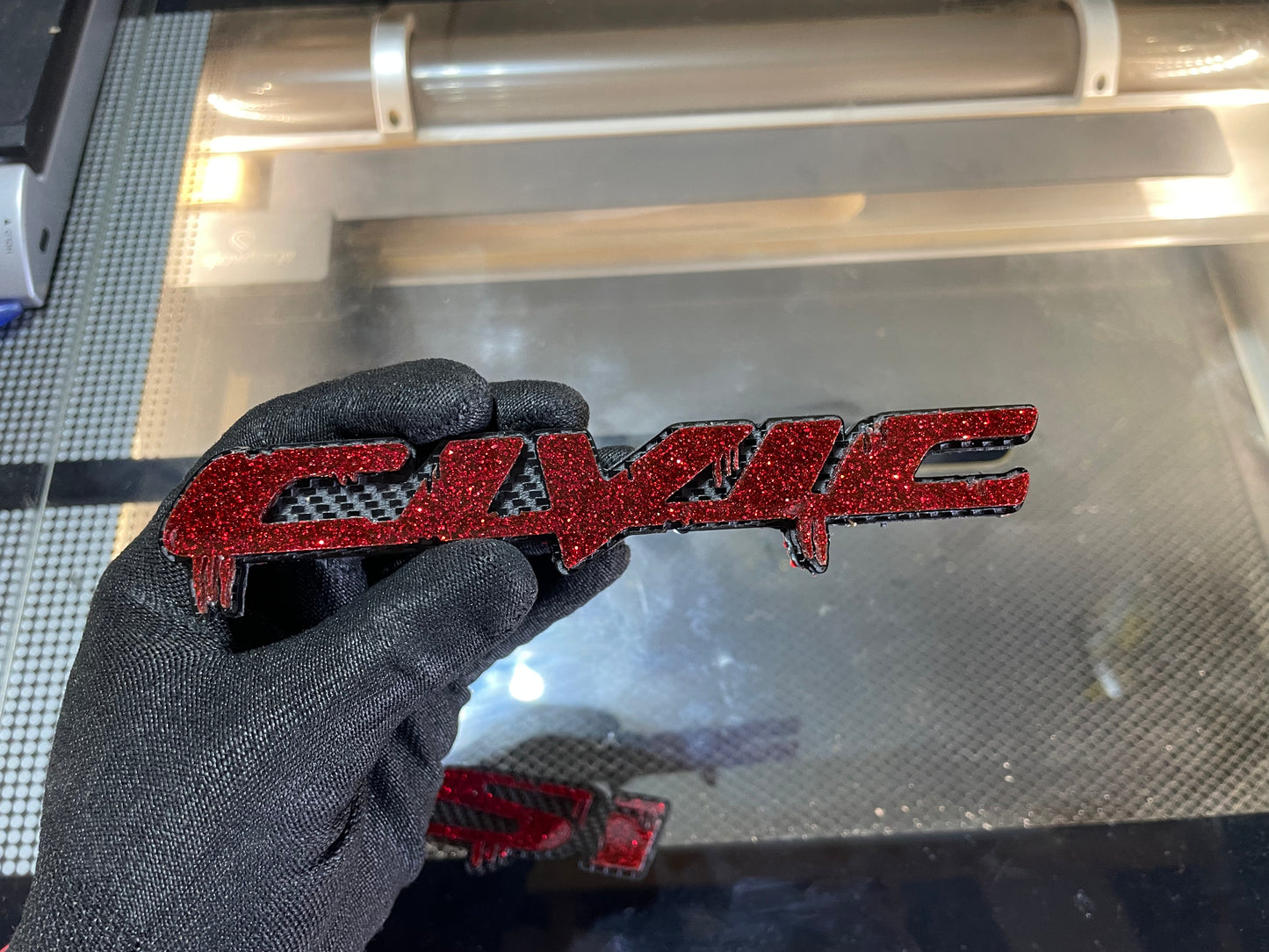 CUSTOM ACRYLIC Carbon Look Civic DRIPPY EMBLEM